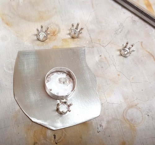 Judy Larson's CZ Explosion Necklace - , Holiday Designs, Cutting, Cutting Tool, Cutters, Filing, Finishing, How To Punch Holes, Hole Punching, Punch A Hole, Tumbling, Tumble, Tumbling Jewelry, Butane Torch, Soldering, Solder, Design, Drilling, Drill, Make sure all the snapsets fit around the bezel.